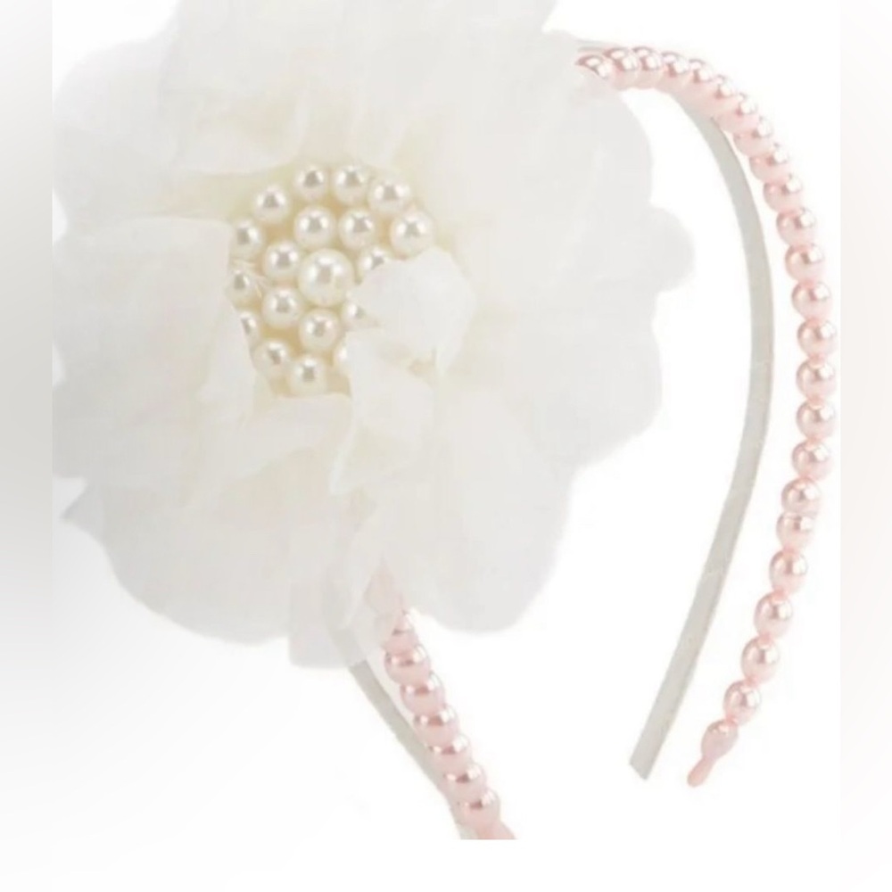 COPPER KEY headbands flower and light pink pearl stretchy headbands.  NWT